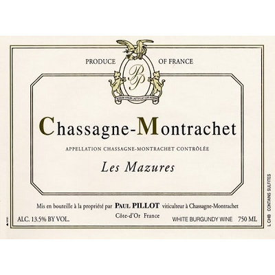 Paul Pillot Chassagne-Montrachet Blanc Les Mazures 2018 (3x150cl)