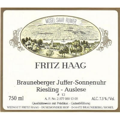 Fritz Haag Brauneberger Juffer Sonnenuhr Riesling Auslese Goldkapsel 2022 (12x37.5cl)