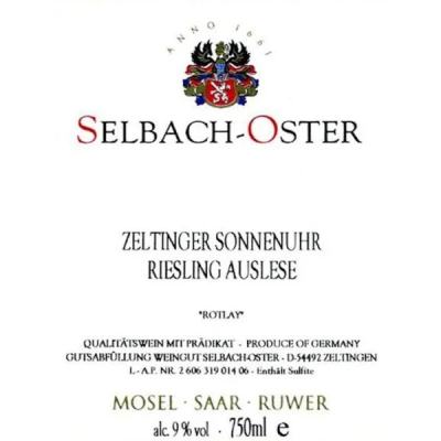 Selbach-Oster Zeltinger Sonnenuhr Riesling Auslese Rotlay 2021 (6x75cl)