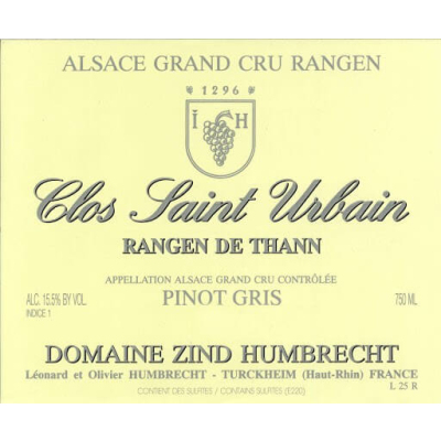 Zind Humbrecht Pinot Gris Rangen Thann Clos Saint Urbain Grand Cru 2020 (6x75cl)