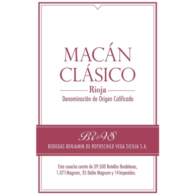 Vega Sicilia Macan Classico 2016 (6x75cl)