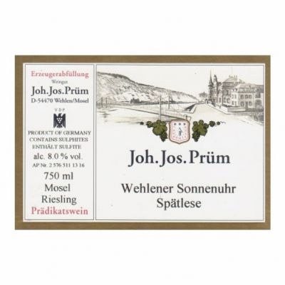Joh Jos Prum Wehlener Sonnenuhr Riesling Spatlese Versteigerung 2013 (6x75cl)