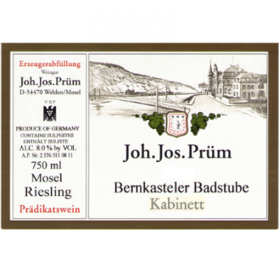 Joh. Jos. Prum Bernkasteler Badstube Riesling Kabinett 2021 (6x75cl)