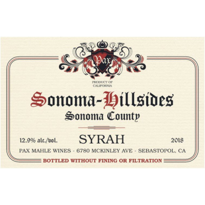 Pax Sonoma Hillsides Syrah 2019 (12x75cl)