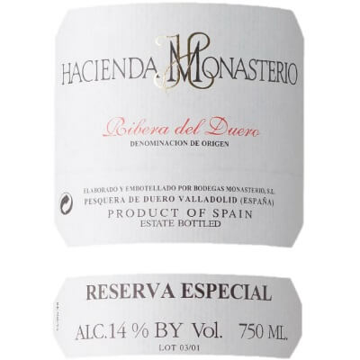Hacienda Monasterio Ribera Duero Reserva Especial 2016 (6x75cl)