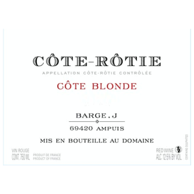 Gilles Barge Cote Rotie Cote Blonde 2016 (1x75cl)