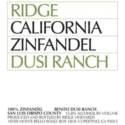 Ridge Zinfandel Dusi Ranch 2021 (1x75cl)