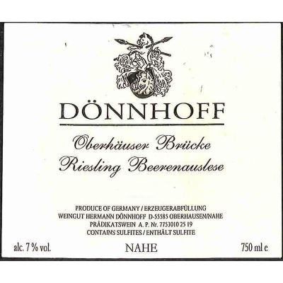 Donnhoff Oberhauser Brucke Riesling BA Goldkapsel 2019 (3x37.5cl)