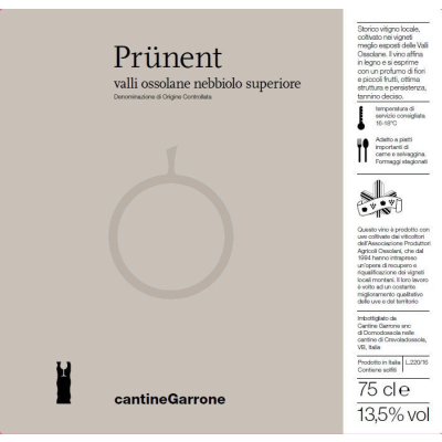 Garrone Valli Ossolane Prunent 2018 (6x75cl)