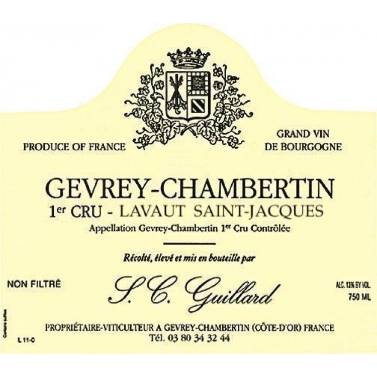 Guillard Gevrey-Chambertin 1er Cru Lavaut Saint-Jacques 2016 (6x75cl)