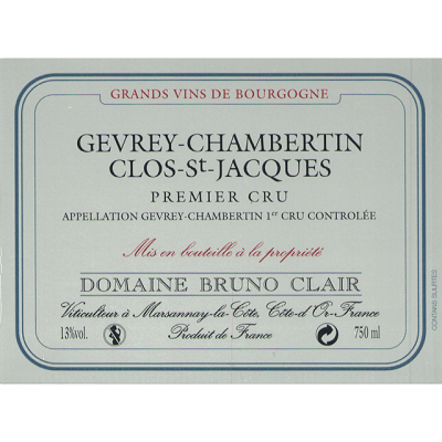 Bruno Clair Gevrey-Chambertin 1er Cru Clos St-Jacques 2001 (12x75cl)