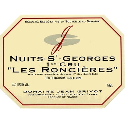 Jean Grivot Nuits-Saint-Georges 1er Cru Les Roncieres 2019 (6x75cl)