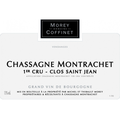 Morey Coffinet Chassagne Montrachet 1er Cru Clos Saint Jean Rouge 2022 (6x75cl)