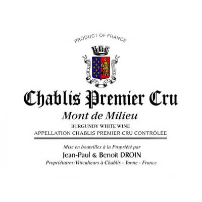 Jean Paul & Benoit Droin 1er Cru Chablis Mont de Milieu 2022 (12x75cl)