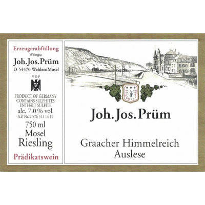 Joh. Jos. Prum Graacher Himmelreich Riesling Auslese Goldkapsel 2019 (6x75cl)