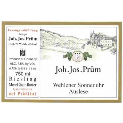 Joh. Jos. Prum Wehlener Sonnenuhr Riesling Auslese 2008 (12x75cl)