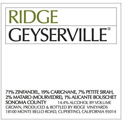 Ridge Geyserville Zinfandel 2020 (12x75cl)