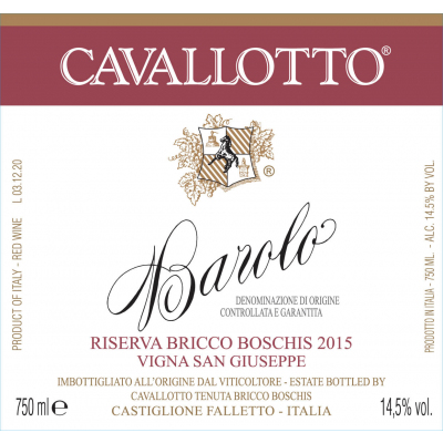 Cavallotto Barolo Riserva Bricco Boschis San Giuseppe 2015 (6x150cl)