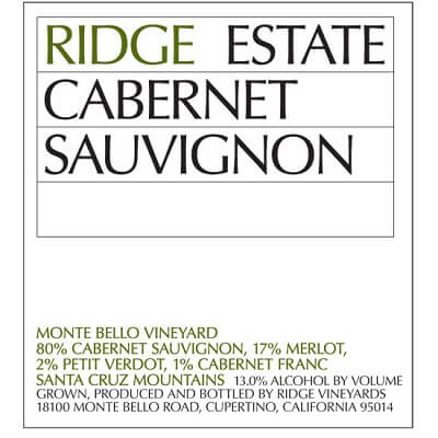 Ridge Estate Cabernet Sauvignon 2019 (12x75cl)