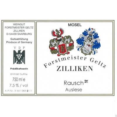 Forstmeister Geltz Zilliken Saarburger Rausch Riesling Auslese GK Nr4 2010 (12x37.5cl)