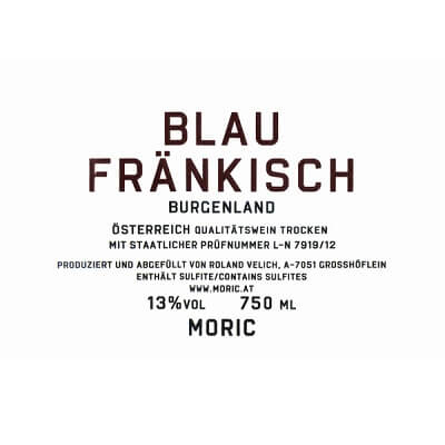 Moric Blaufrankisch 2021 (12x75cl)