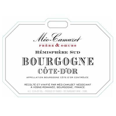 Meo Camuzet Frere et Soeurs Bourgogne Cote d'Or Hemisphere Sud 2019 (12x75cl)