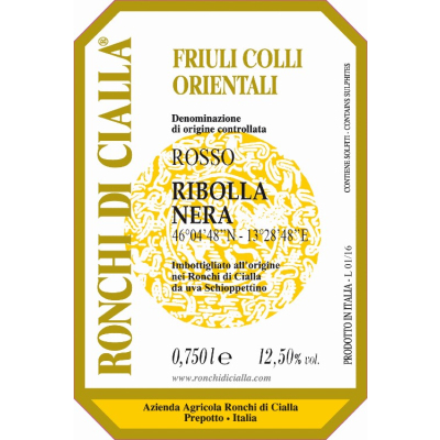 Ronchi di Cialla Friuli Colli Orientali Ribolla Nera 2018 (6x75cl)