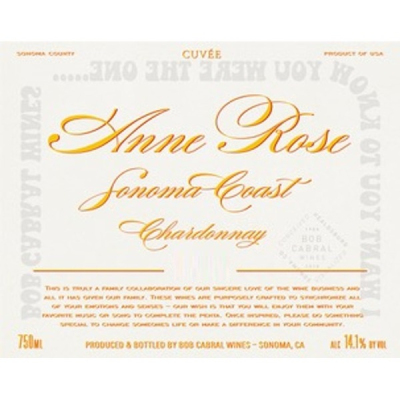 Bob Cabral Wines, Cuvee Anne Rose Chardonnay, Sonoma Coast 2016 (12x75cl)