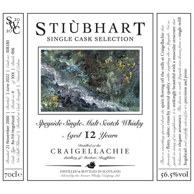 Craigellachie (Stiubhart Single Cask) Speyside Single Malt Re-Fill Hogshead #308180 2009 (1x70cl)