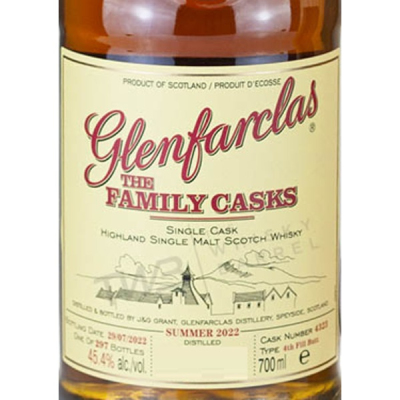 Glenfarclas Highland Single Malt The Family Casks S22 4th Fill Butt Single Cask 4323 Bottled 2022 1994 (1x70cl)