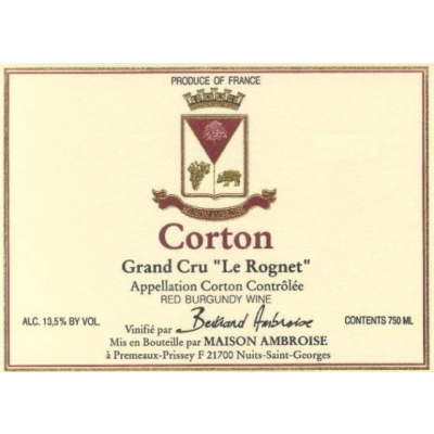 Bertrand Ambroise Corton Grand Cru Le Rognet et Corton 2018 (6x75cl)
