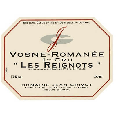 Jean Grivot Vosne-Romanee 1er Cru Les Reignots 2012 (6x75cl)