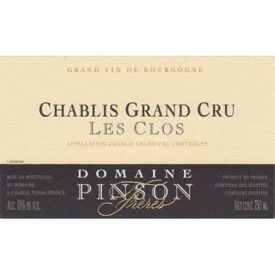 Pinson Freres Chablis Grand Cru Les Clos 2013 (12x75cl)