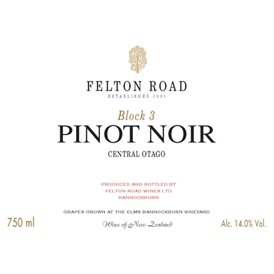 Felton Road Block 3 Pinot Noir 2020 (6x75cl)