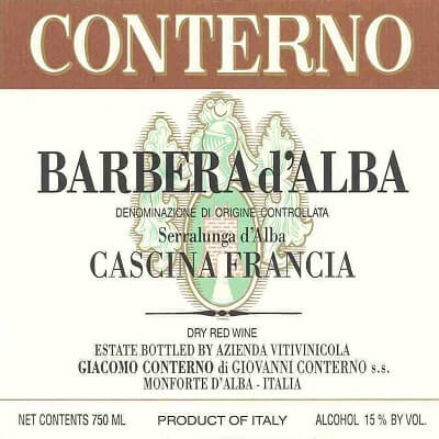 Giacomo Conterno Barbera d'Alba Vigna Francia 2022 (6x75cl)