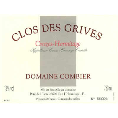 Combier Crozes-Hermitage Clos Grives 2022 (1x300cl)