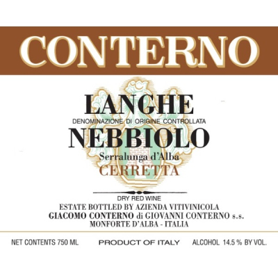 Giacomo Conterno Langhe Nebbiolo Cerretta 2009 (12x75cl)
