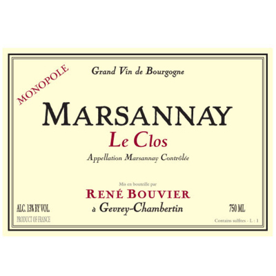 Rene Bouvier Marsannay Blanc Clos 2013 (6x150cl)