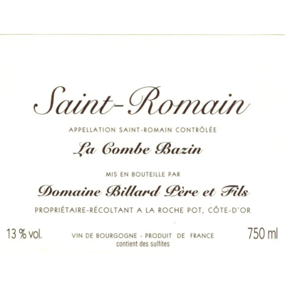 Billard Saint-Romain Combe Bazin 2016 (6x75cl)