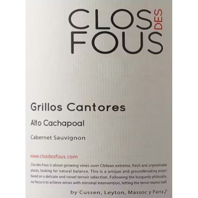 Clos Fous Grillos Cantores Rapel Cabernet Sauvignon 2020 (12x75cl)