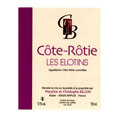 Maryline & Christophe Billon Cote Rotie Les Elotins 2016 (1x75cl)