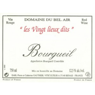 Bel Air (Gauthier) Bourgueil Vingt Lieux Dits 2020 (6x75cl)