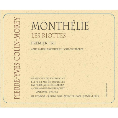 Pierre-Yves Colin Morey Monthelie 1er Cru Les Riottes 2020 (6x75cl)