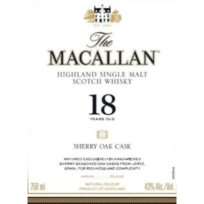 Macallan Highland Single Malt Sherry Oak Cask 18YO Bottled 2022 NV (5x70cl)