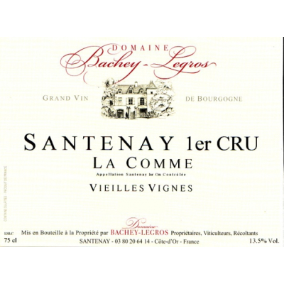 Bachey-Legros Santenay 1er Cru La Comme Vieilles Vignes 2019 (2x75cl)
