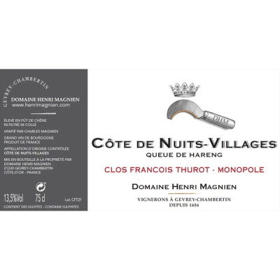Domaine Henri Magnien, Cote de Nuits-Villages, Queue de hareng Clos Francois Thurot 2021 (6x75cl)