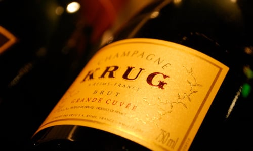French Champagne Krug wine bottle
